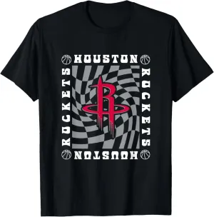 NBA Houston Rockets Retro Checkerboard Wave T-Shirt