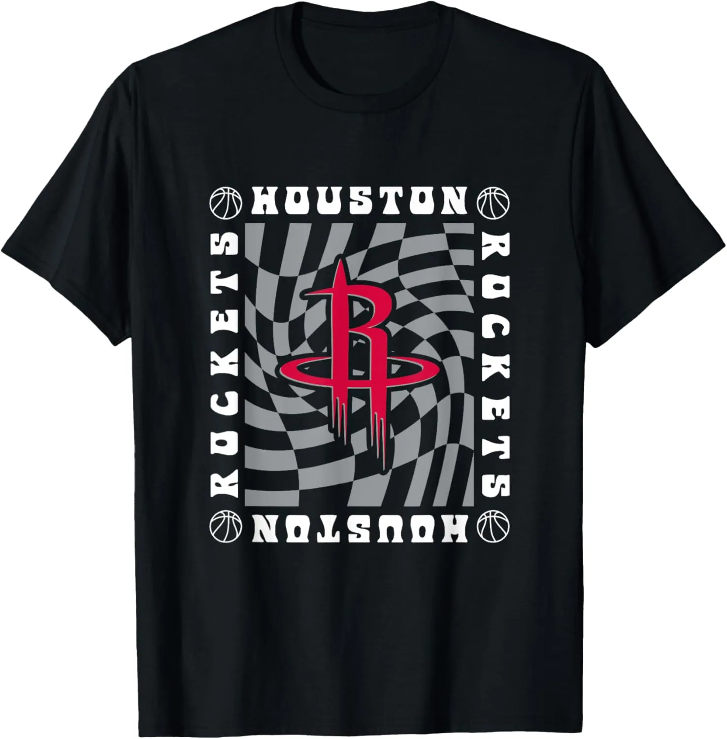 NBA Houston Rockets Retro Checkerboard Wave T-Shirt