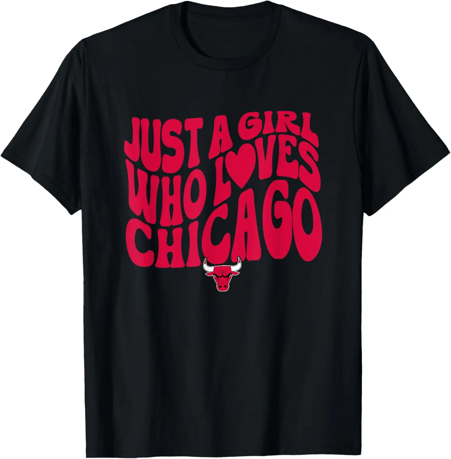NBA Just A Girl Who Loves Chicago Retro Bulls Wave Logo T-Shirt