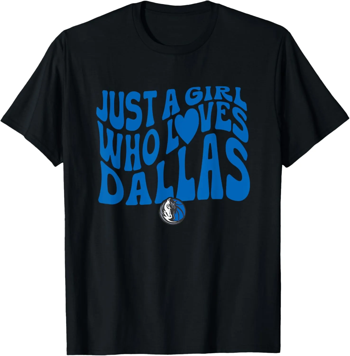 NBA Just A Girl Who Loves Dallas Retro Maverick Wave Logo T-Shirt