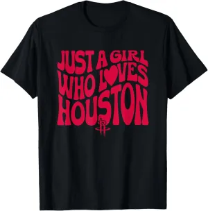 NBA Just A Girl Who Loves Houston Red Wavy Logo T-Shirt