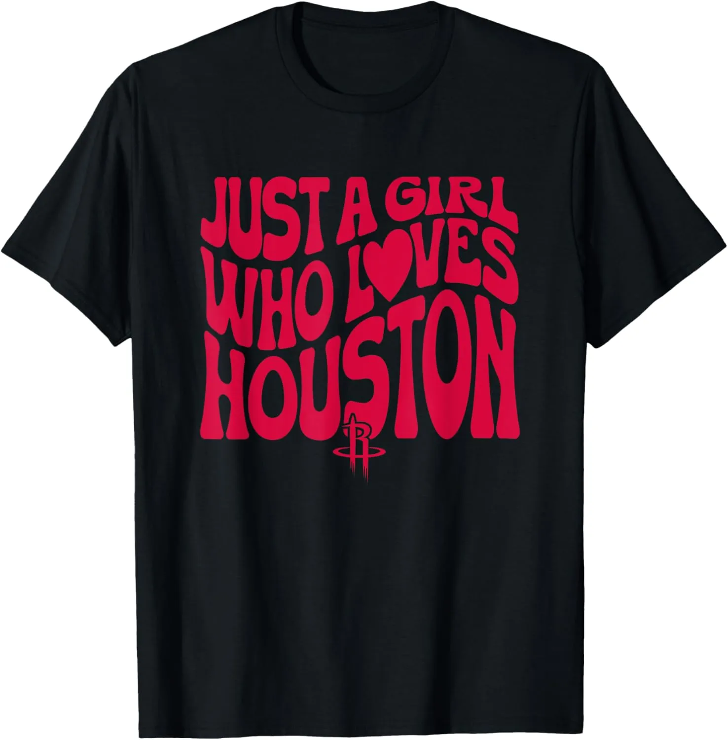 NBA Just A Girl Who Loves Houston Red Wavy Logo T-Shirt