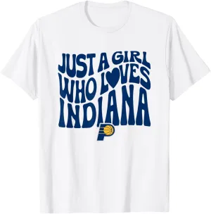 NBA Just A Girl Who Loves Indiana Pacers Wavy Logo T-Shirt