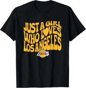 NBA Just A Girl Who Loves Los Angeles Wavy Logo T-Shirt