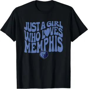 NBA Just A Girl Who Loves Memphis Wavy Blue Logo T-Shirt