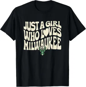 NBA Just A Girl Who Loves Milwaukee Bucks Vintage Wave T-Shirt