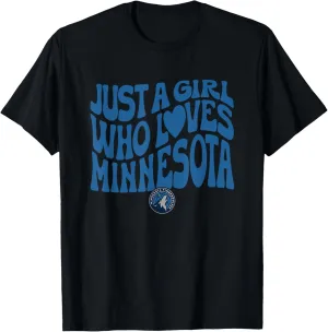 NBA Just A Girl Who Loves Minnesota Blue Wavy Logo T-Shirt