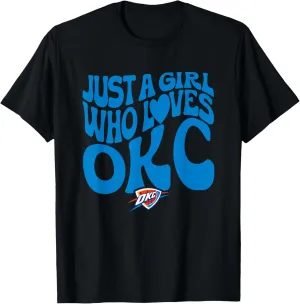 NBA Just A Girl Who Loves OKC Blue Wavy Logo T-Shirt