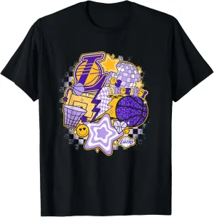 NBA Los Angeles Lakers Psychedelic Basketball Collage T-Shirt, Small, White