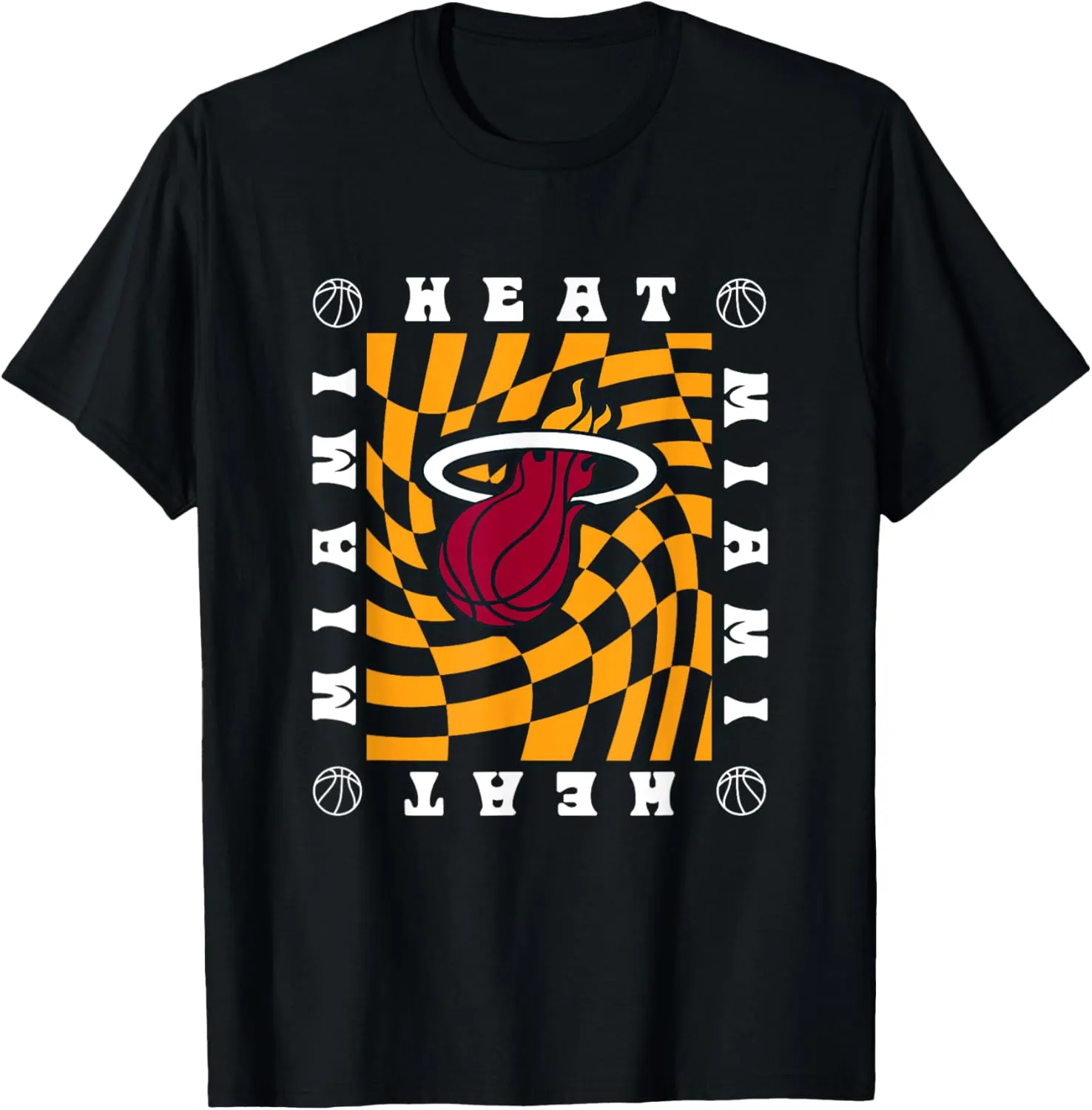 NBA Miami Heat Retro Checkerboard Wave T-Shirt