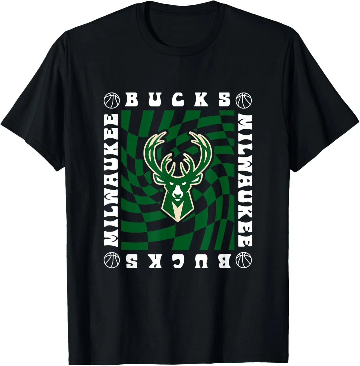 NBA Milwaukee Bucks Retro Checkerboard Wave T-Shirt