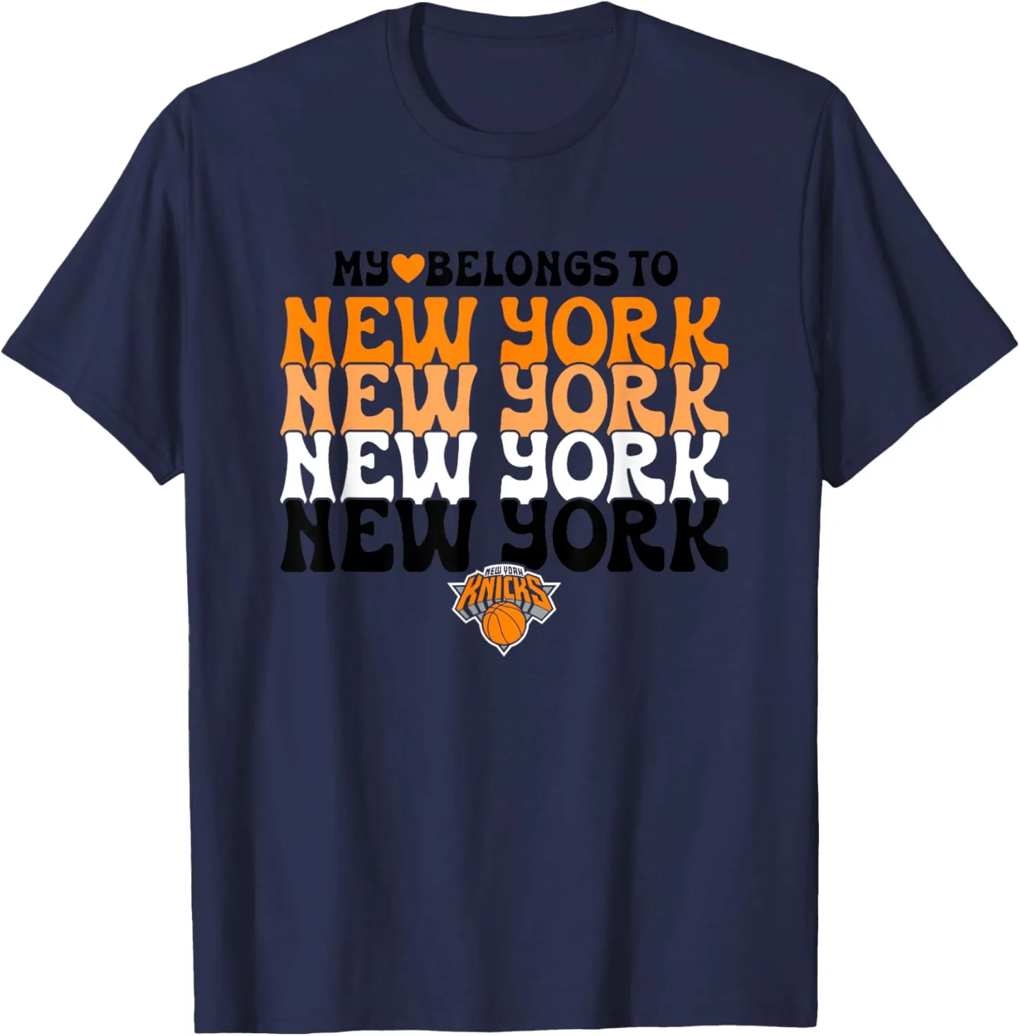 NBA My Heart Belongs To New York Logo Stack T-Shirt