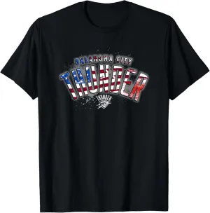 NBA Oklahoma City Thunder American Flag Distressed Paint T-Shirt
