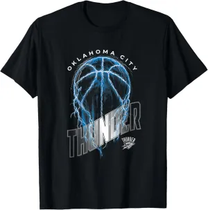 NBA Oklahoma City Thunder Lightning Bolt Basketball Logo T-Shirt, Small, Black