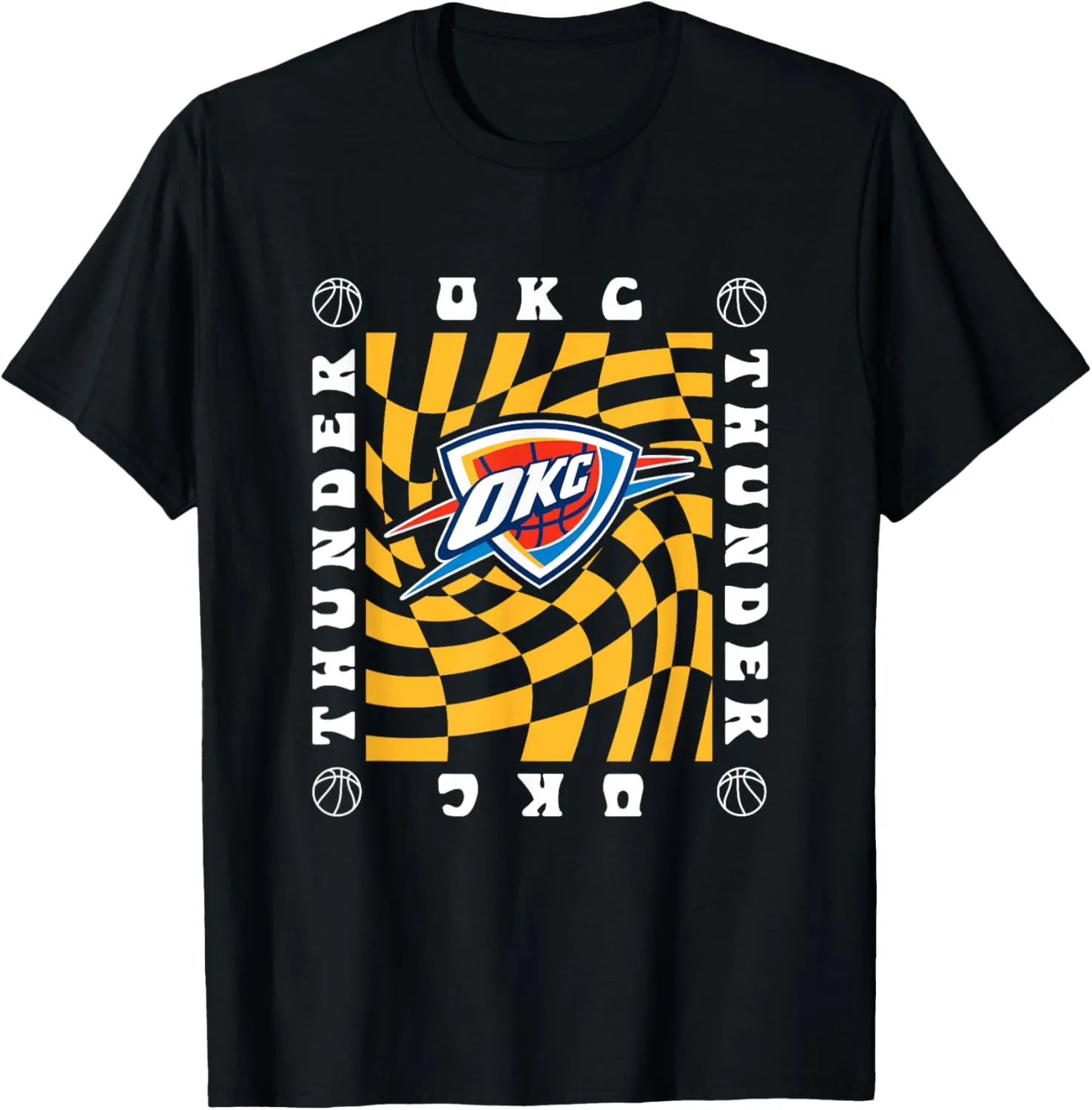 NBA Oklahoma City Thunder Retro Checkerboard Wave T-Shirt