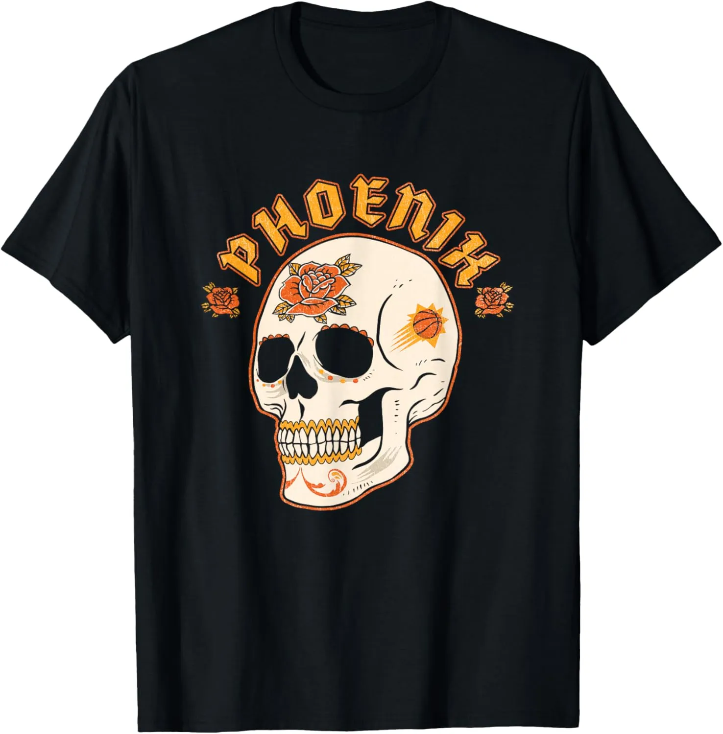NBA Phoenix Suns Halloween Floral Skull T-Shirt