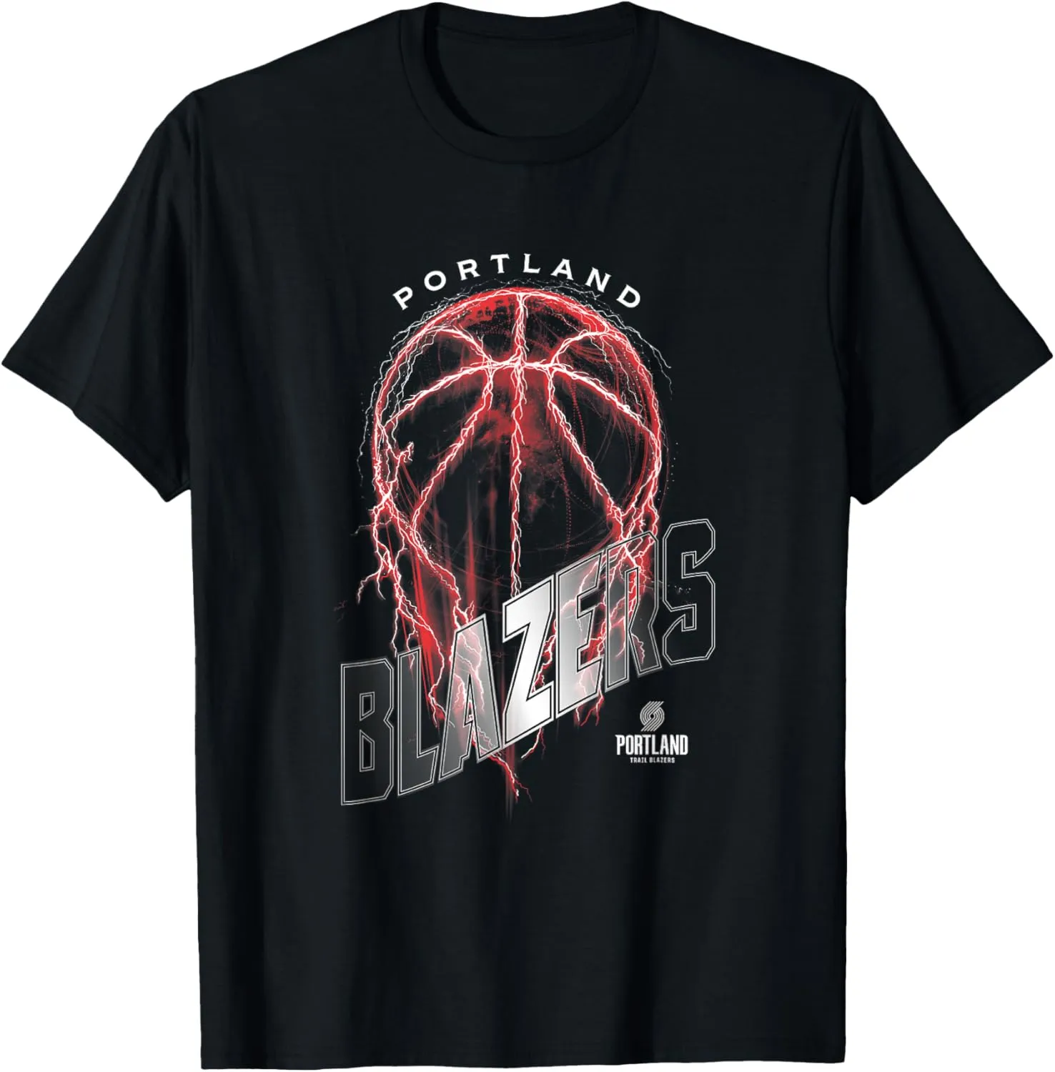 NBA Portland Trail Blazers Lightning Bolt Basketball Logo T-Shirt