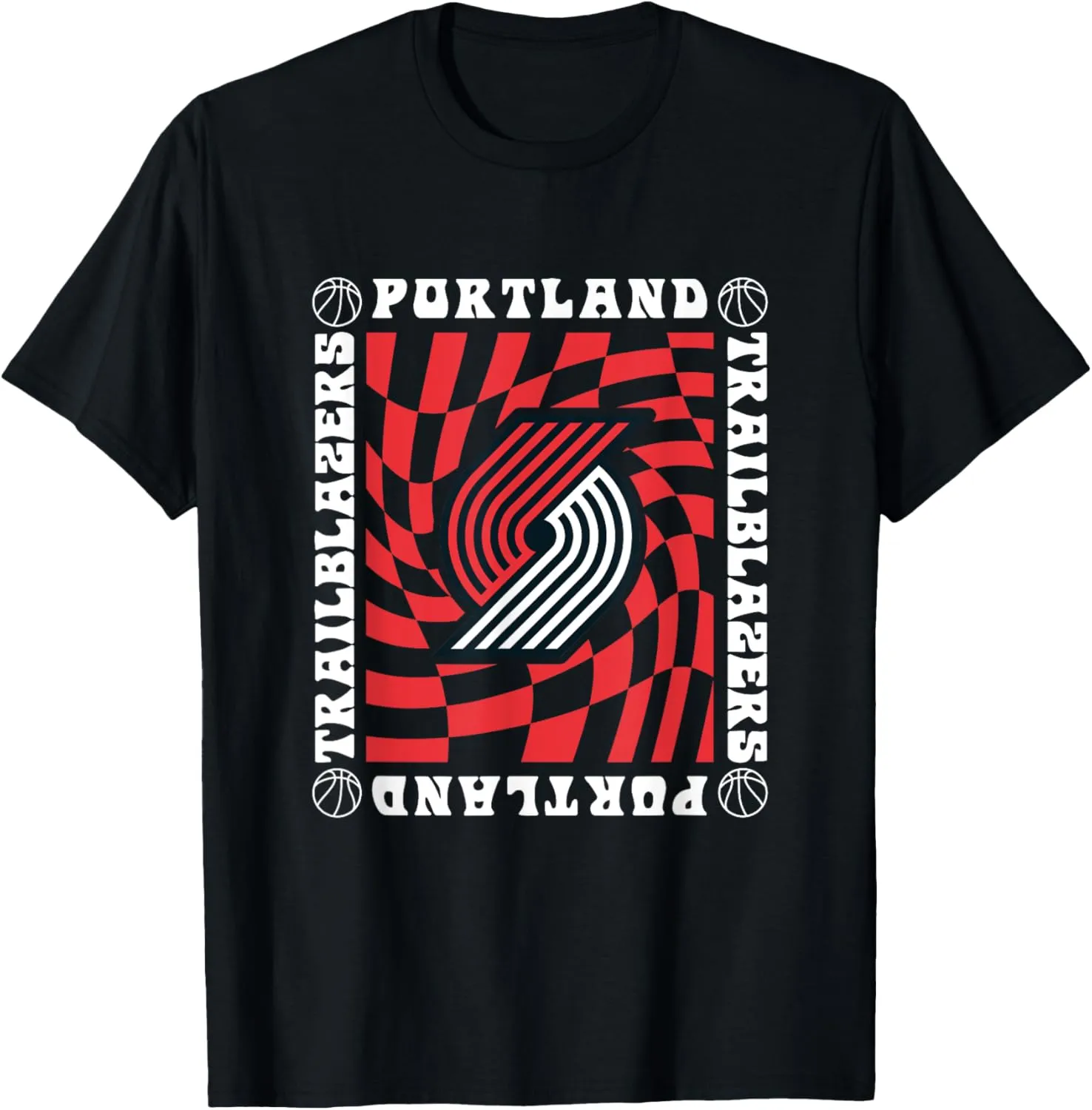 NBA Portland Trail Blazers Retro Checkerboard Wave T-Shirt