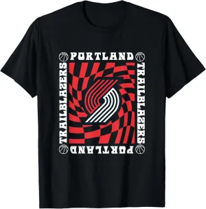 NBA Portland Trail Blazers Retro Checkerboard Wave T-Shirt