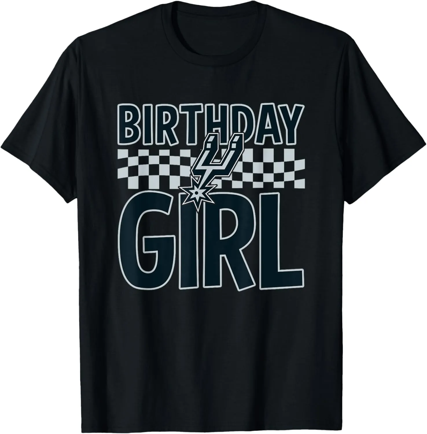 NBA San Antonio Spurs Birthday Girl Checkered Logo T-Shirt
