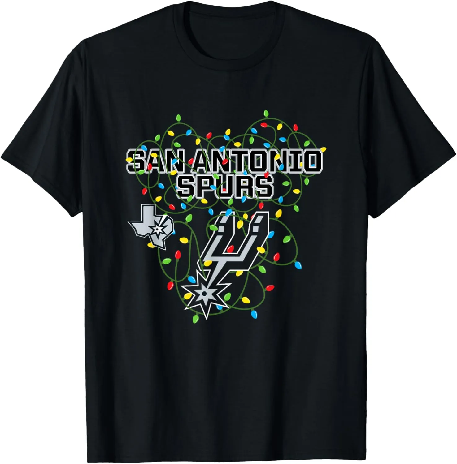 NBA San Antonio Spurs Christmas Lights Holiday T-Shirt