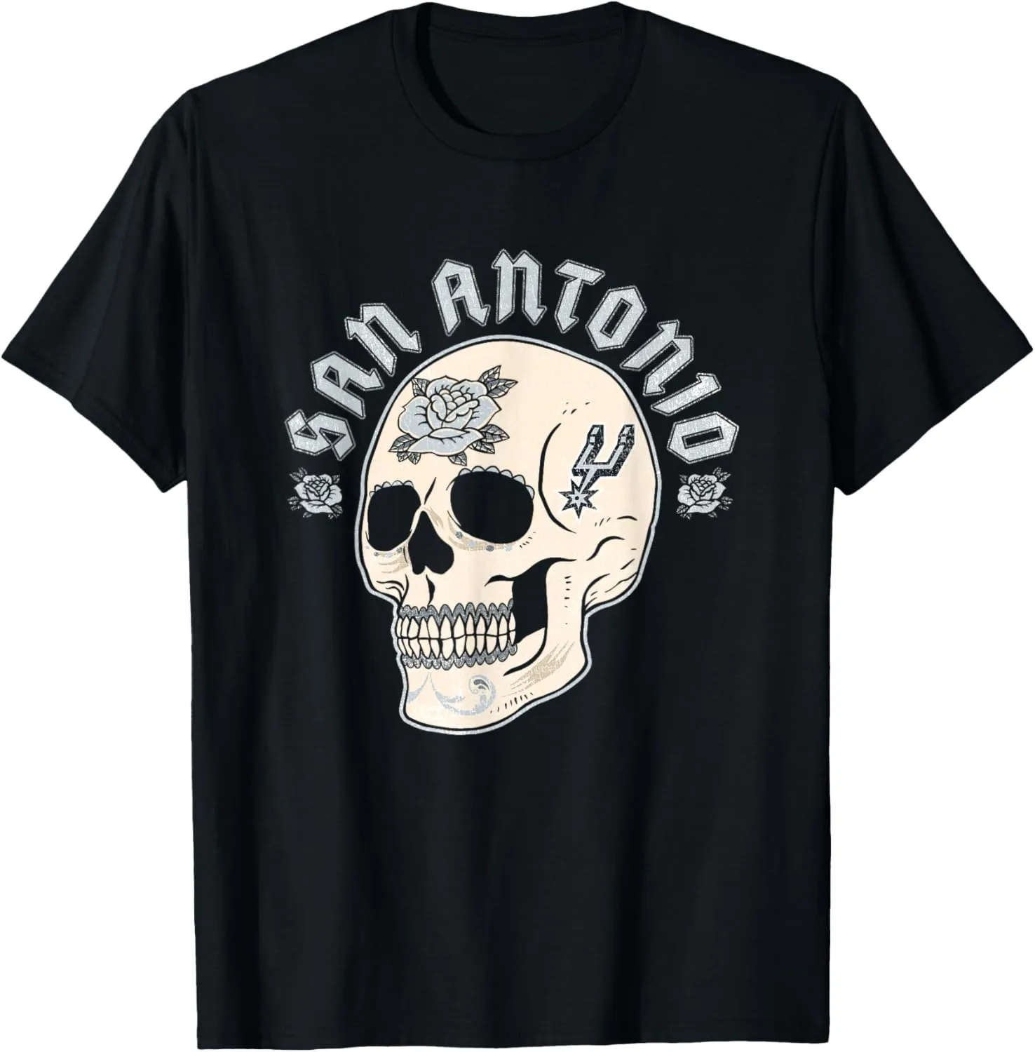 NBA San Antonio Spurs Halloween Floral Skull T-Shirt