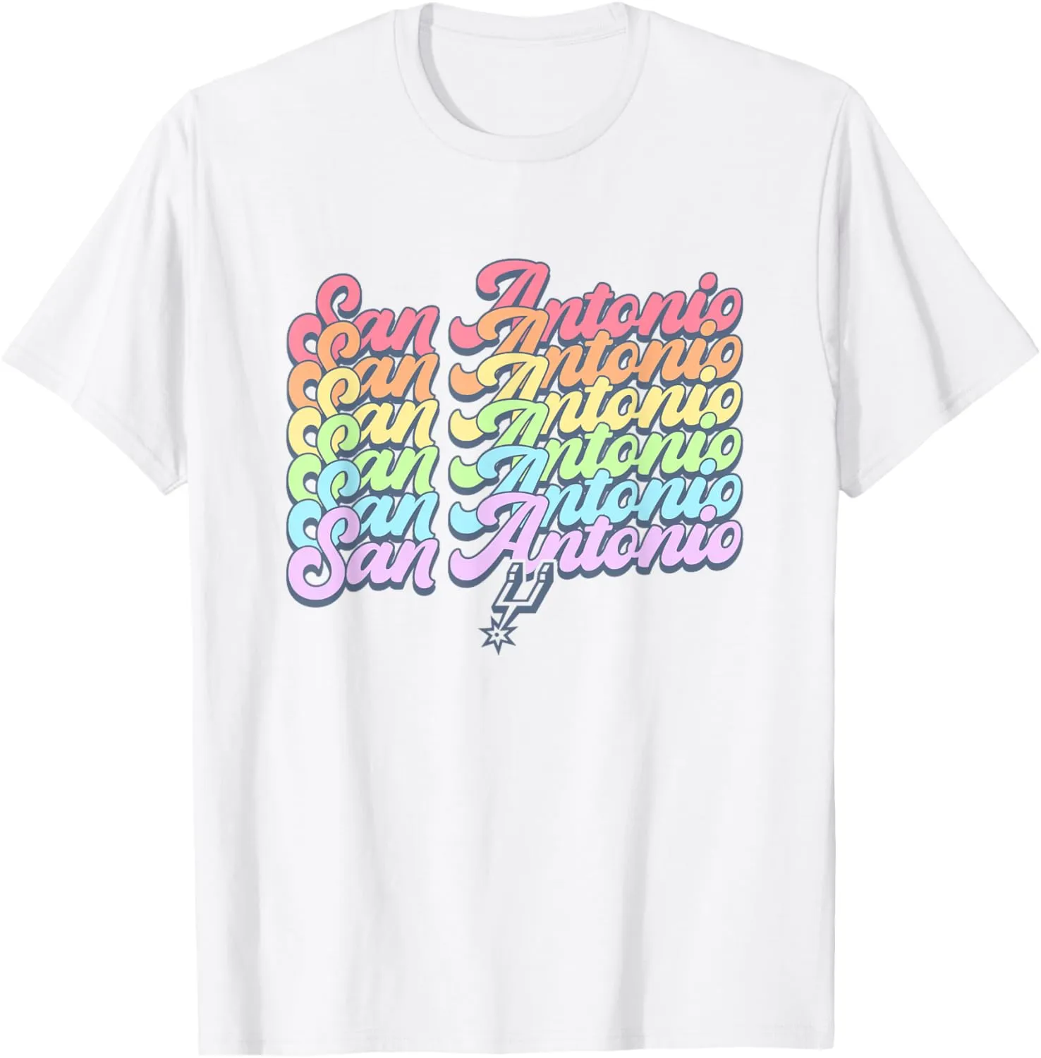 NBA San Antonio Spurs Pastel Rainbow Pride Stack T-Shirt