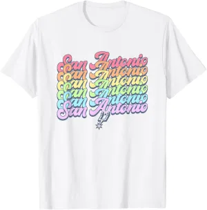 NBA San Antonio Spurs Pastel Rainbow Pride Stack T-Shirt