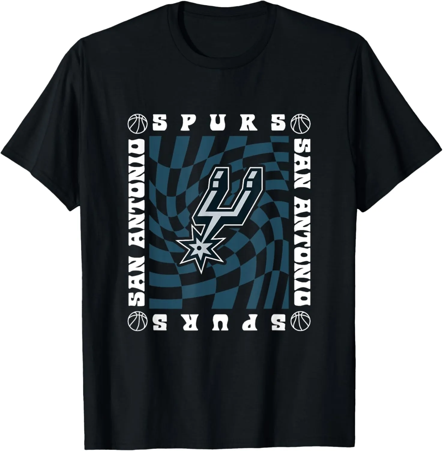 NBA San Antonio Spurs Retro Checkerboard Wave T-Shirt
