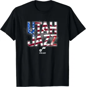 NBA Utah Jazz American Flag Distressed Paint Spill Logo T-Shirt