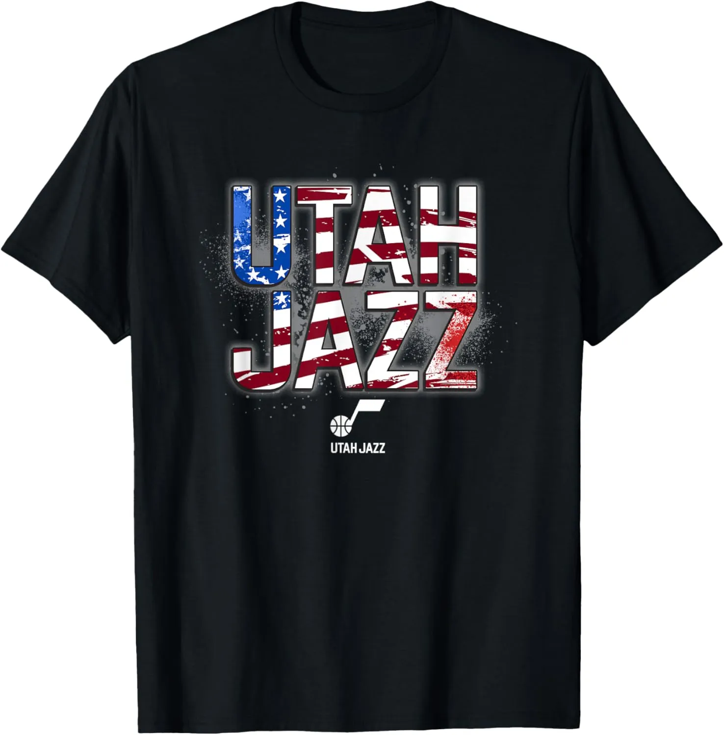 NBA Utah Jazz American Flag Distressed Paint Spill Logo T-Shirt