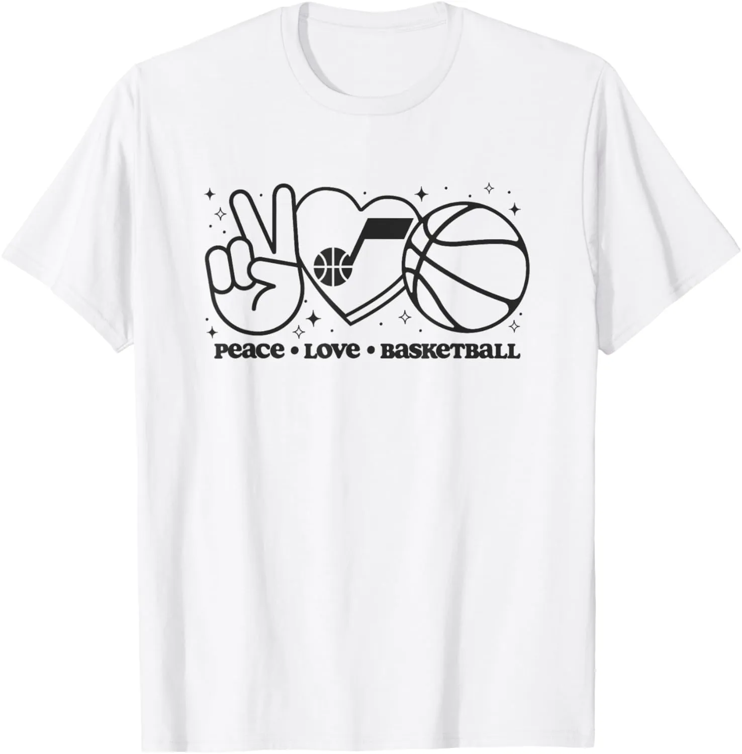 NBA Utah Jazz Peace Love Basketball T-Shirt