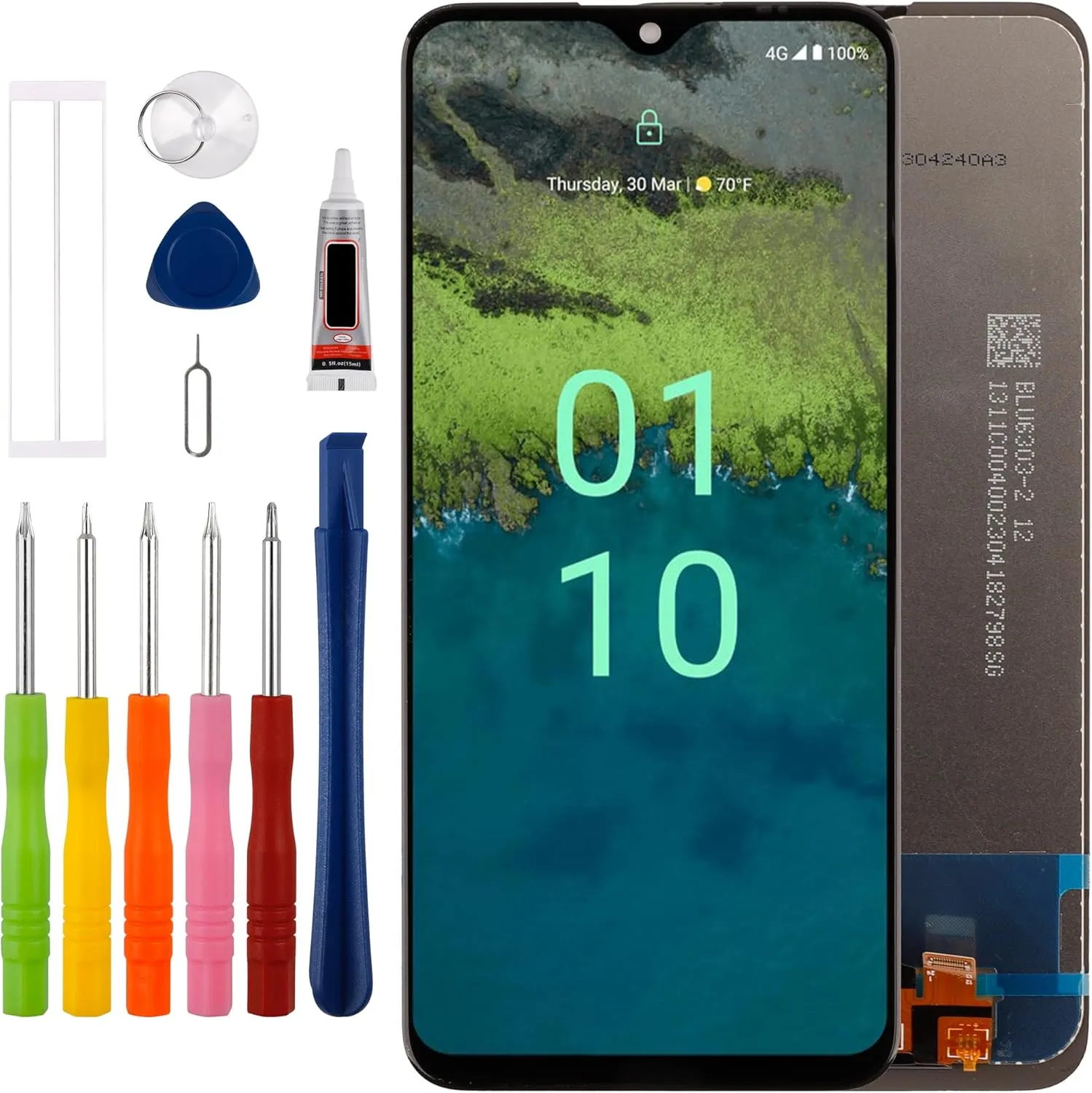 [New] Duotipa LCD Display Screen Digitizer Assembly Replacement for Nokia C110 N156DL 6.3" with Technical Repair Tools Kit-Black.