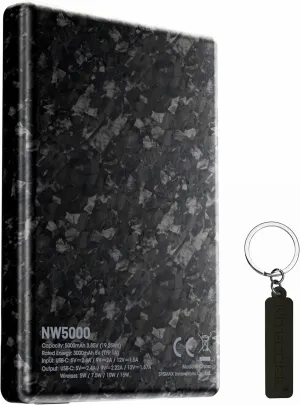 Nitecore NW5000 Carbo Fiber Magnetic Wireless 5000mAh Power Bank Portable Charger Fast Charging Battery Pack for Cell Phone Tag