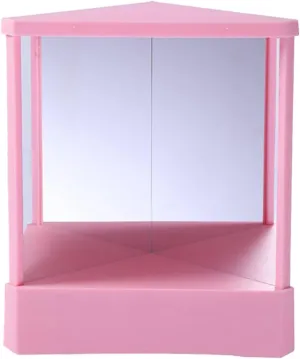Non-Reversing Mirror - True Reflection Standing Cosmetic Mirror for Makeup Hair Styling Grooming Facial Correction, Tri Mirror Design Enhances Self-Awareness, Ideal Gift for Women Girls (Pink)