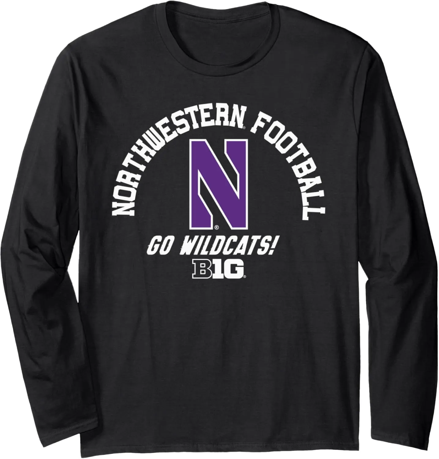 Northwestern Wildcats Big 10 Football Logo Long Sleeve T-Shirt