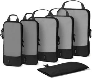 (Not Made In China) Compression Packing Cubes For Travel 6pc Set, Suitcase and Luggage Organizer Bags, Lightweight, Durable (Black)