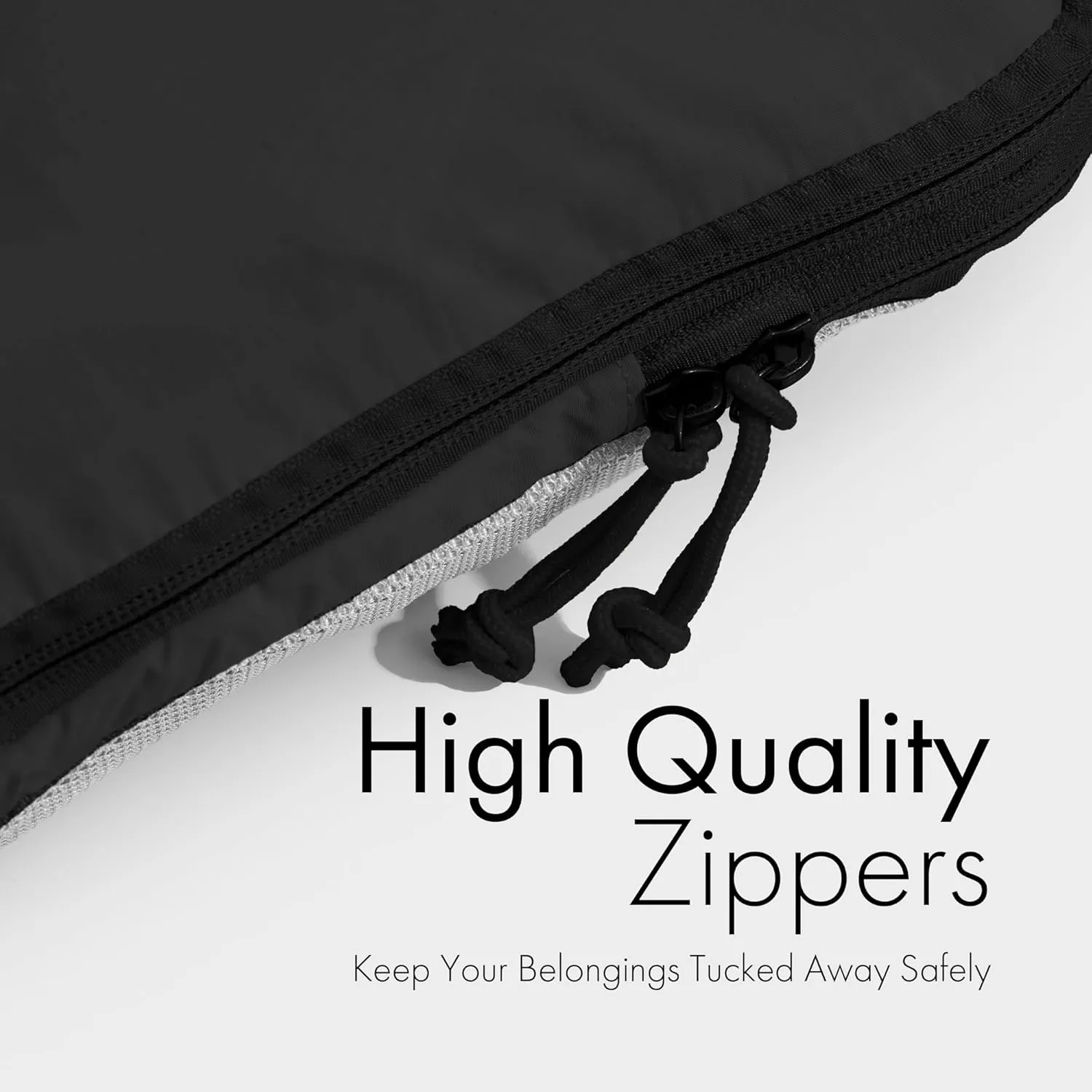 (Not Made In China) Compression Packing Cubes For Travel 6pc Set, Suitcase and Luggage Organizer Bags, Lightweight, Durable (Black)