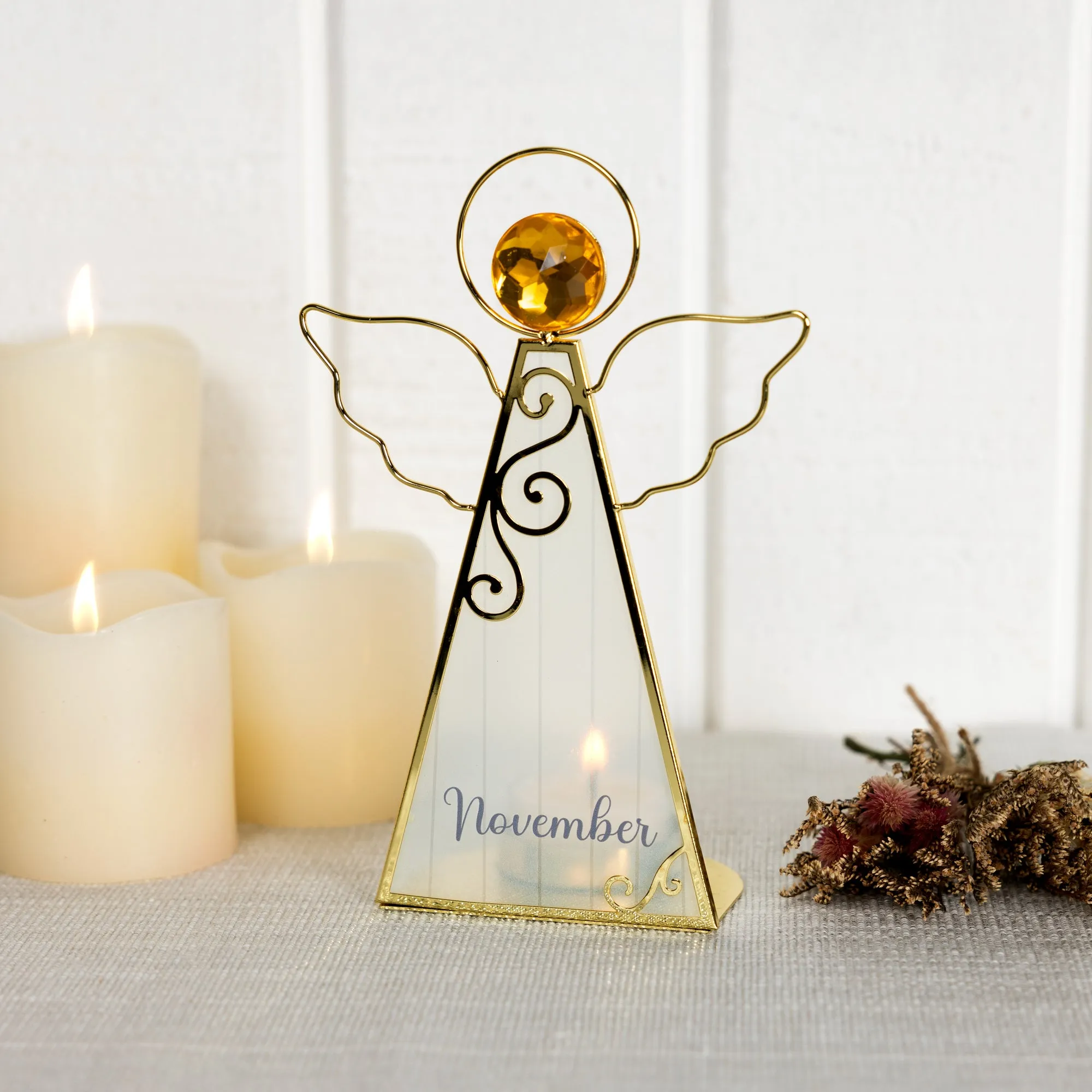 November 6.5" Monthly Angel Tea Light Holder