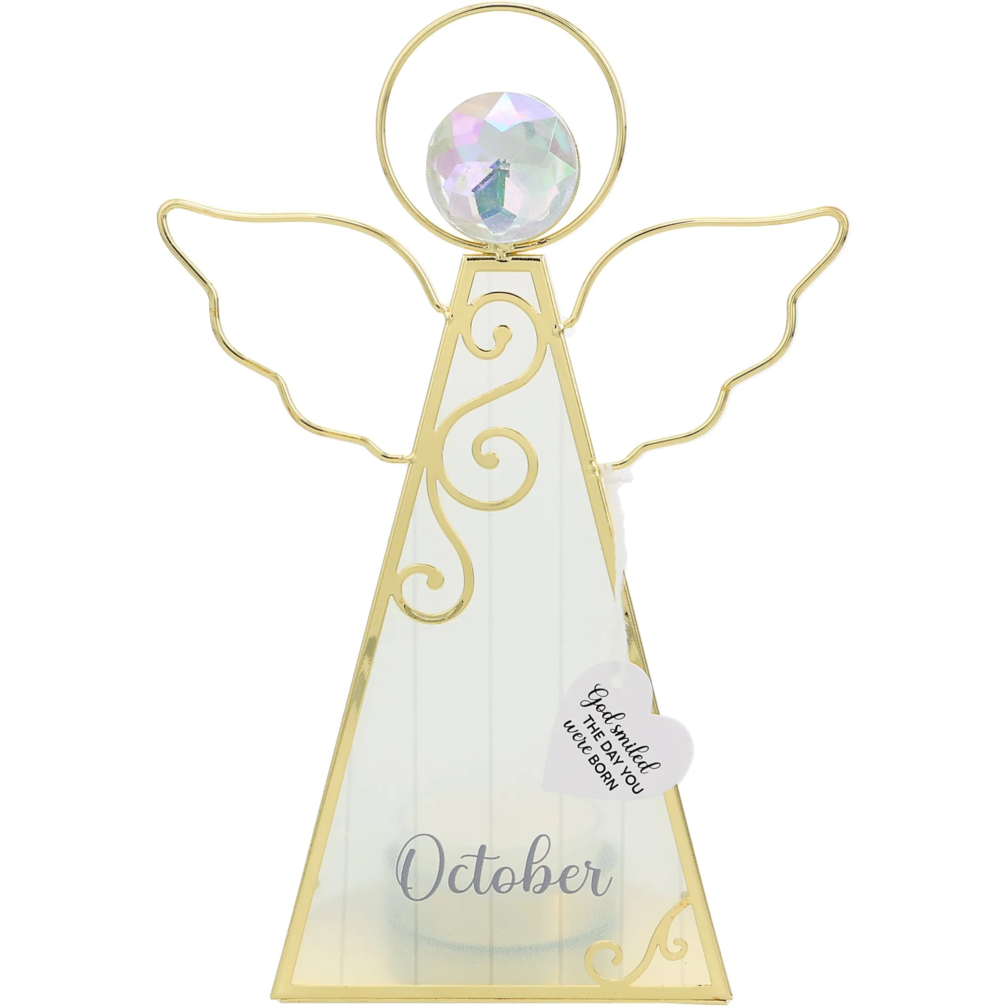 October 6.5" Monthly Angel Tea Light Holder