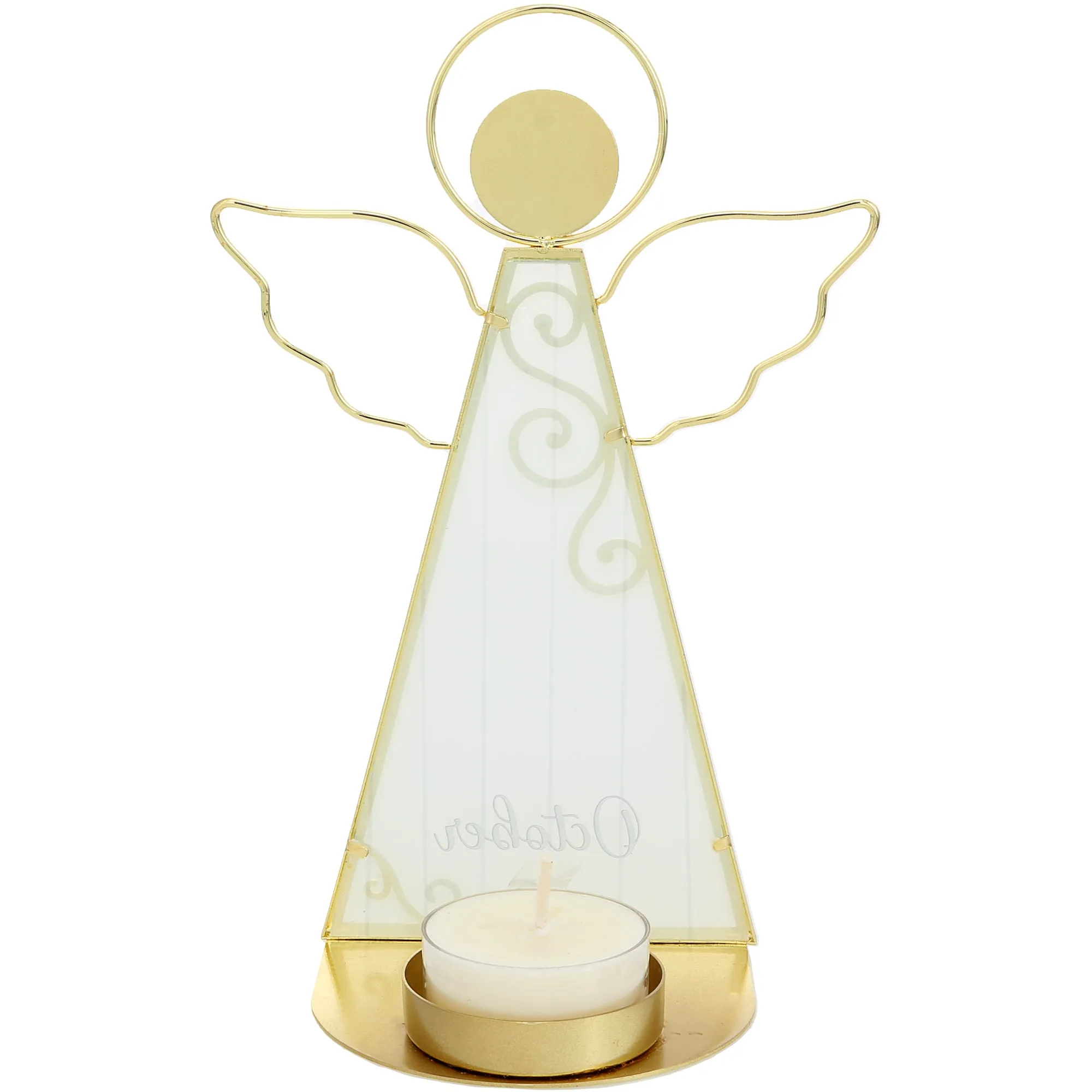October 6.5" Monthly Angel Tea Light Holder