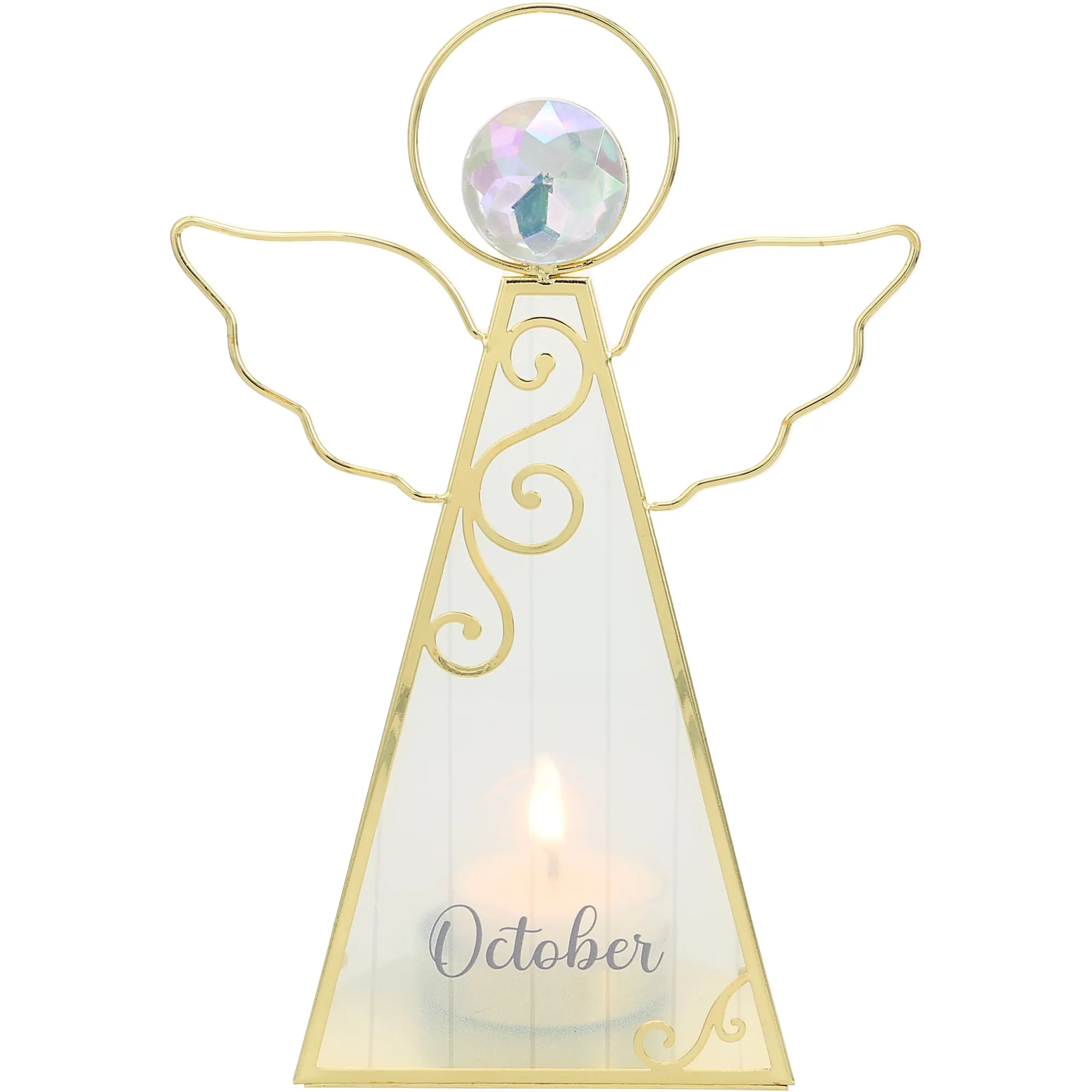 October 6.5" Monthly Angel Tea Light Holder