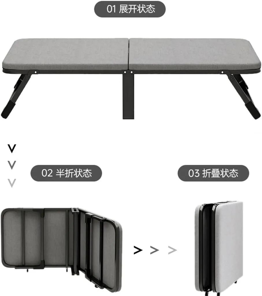 Office Folding Bed Upholstered Lunch Bed Single Household with Wheeled Beds Reinforced Beds Napping Artifacts(70cm)