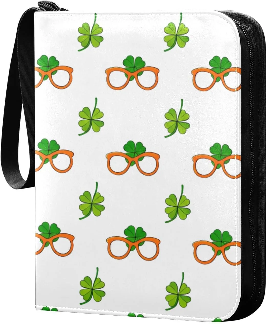 Orange Glasses Card Binder 4 Pockets, 400 Pockets Trading Card Binder Removable Card Albums Card Holder for Games, Sports, Football, Baseball Cards