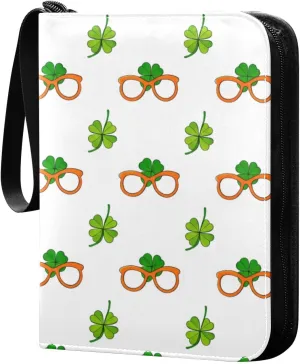Orange Glasses Card Binder 4 Pockets, 400 Pockets Trading Card Binder Removable Card Albums Card Holder for Games, Sports, Football, Baseball Cards