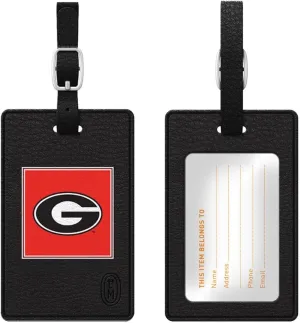 OTM Essentials University of Georgia Faux Leather Luggage Tag, Durable Travel Accessories with Adjustable Strap and ID Card, Classic