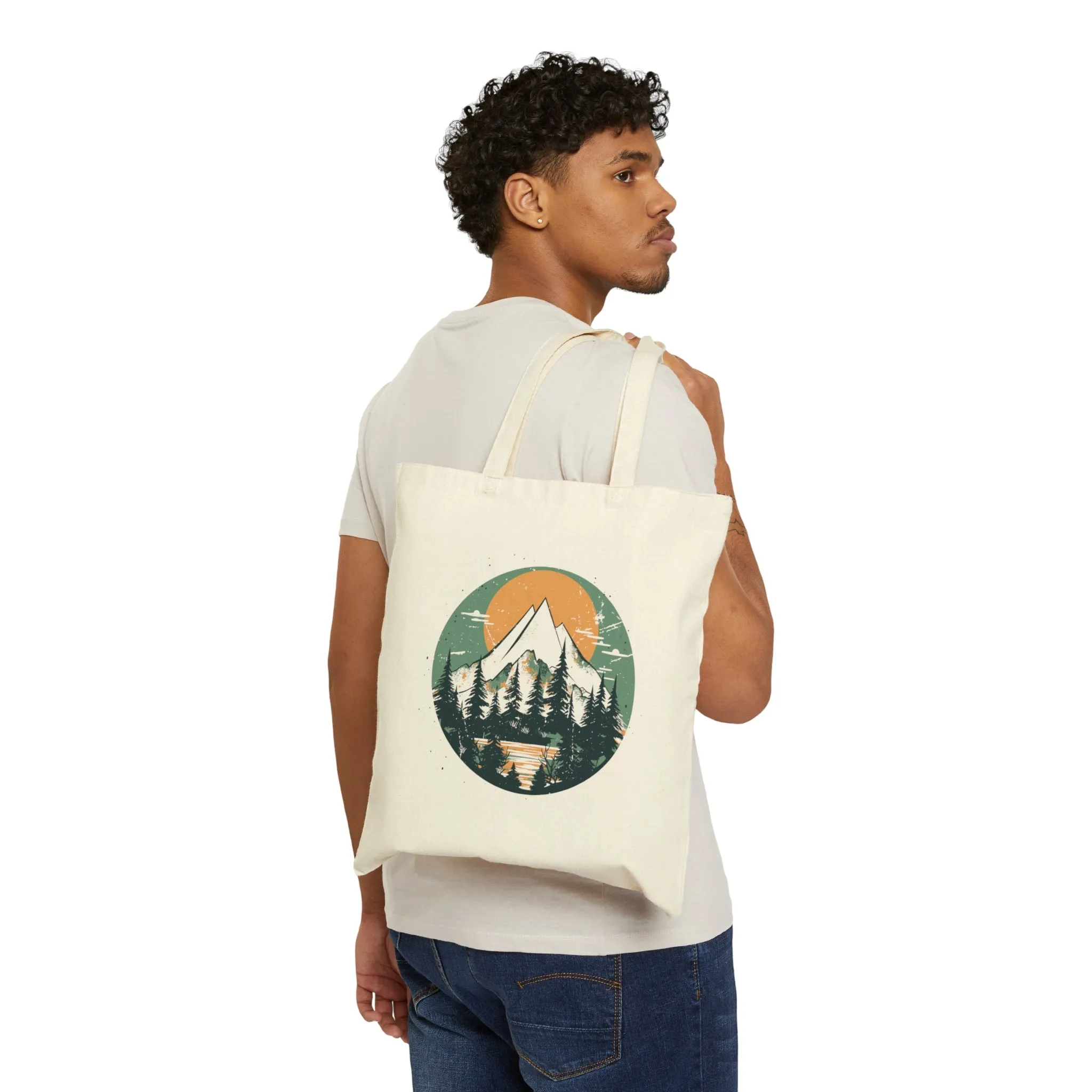Outdoor Mountain Cotton Canvas Tote Bag