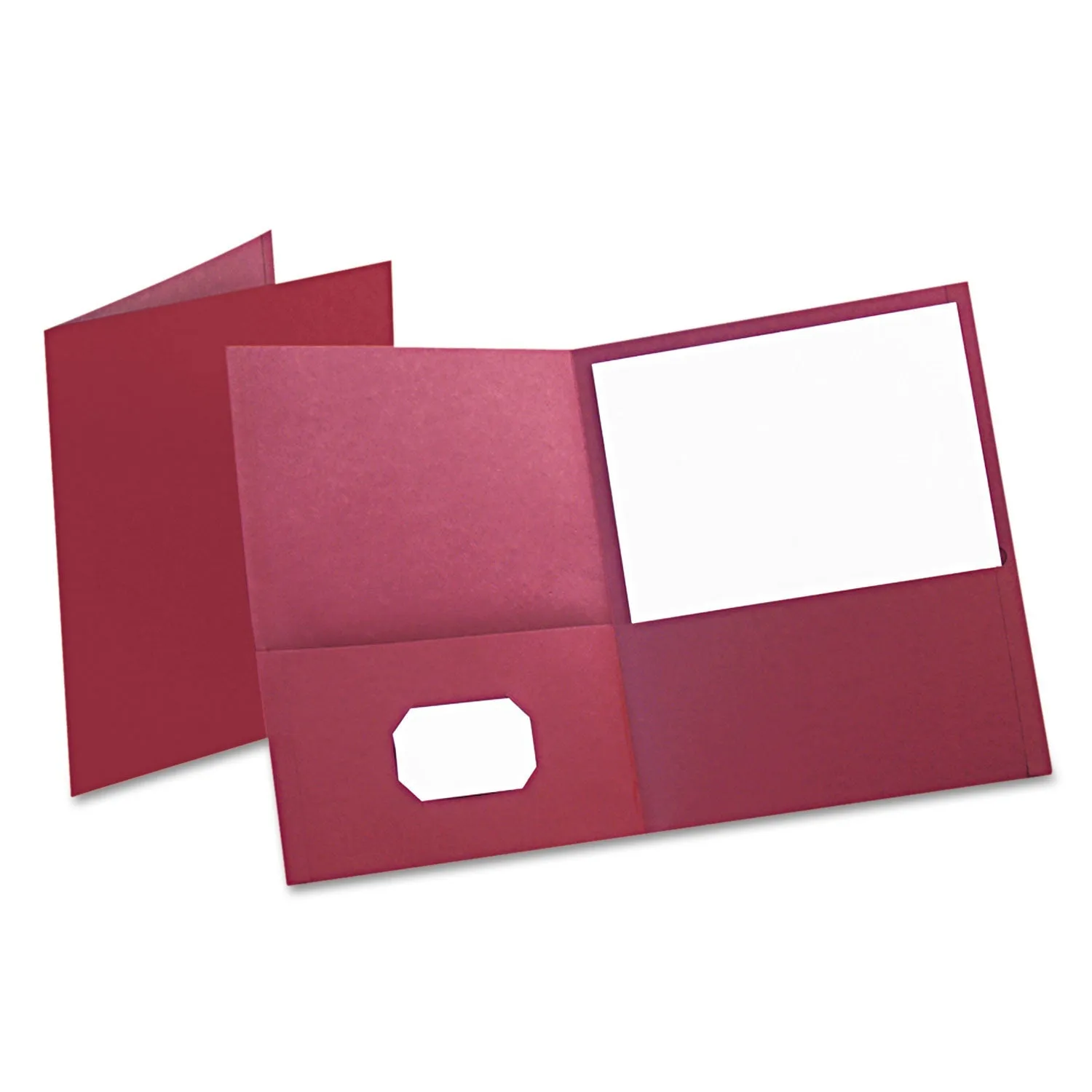 Oxford™ Twin-Pocket Folder, Embossed Leather Grain Paper, 0.5" Capacity, 11 X 8.5, Burgundy, 25/box
