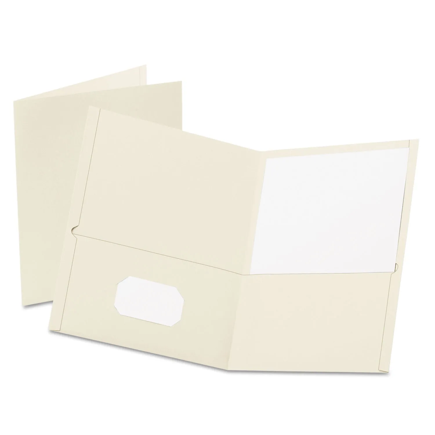 Oxford™ Twin-Pocket Folder, Embossed Leather Grain Paper, 0.5" Capacity, 11 X 8.5, White, 25/box