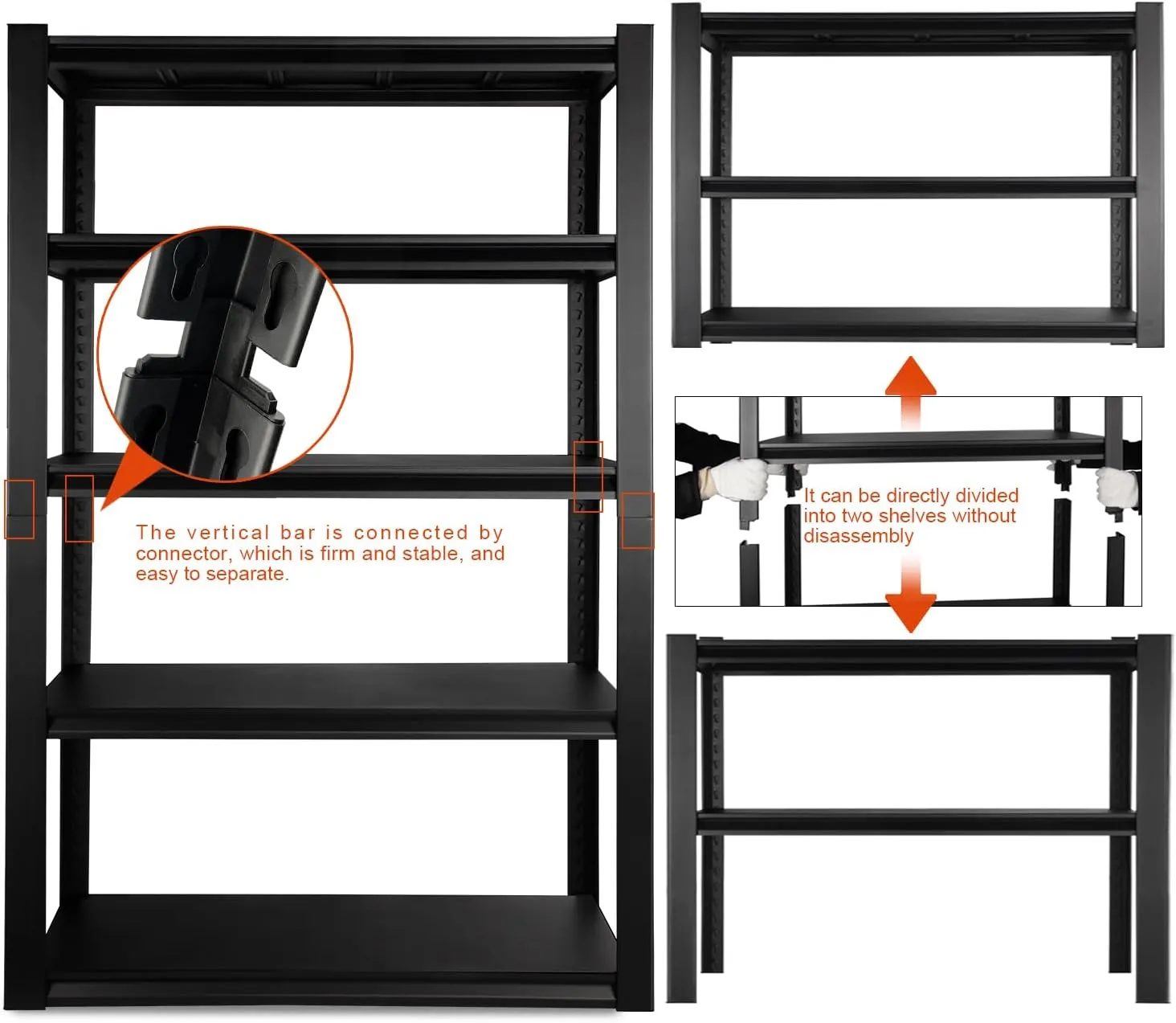 PACHIRA E-Commerce 72" Garage Shelving Heavy Duty, Wide Size Storage Shelves 5-Tier Large Metal Shelving Unit Adjustable Utility Rack for Garage, Pantry, 39.4" W x 17.7" D x 72" H